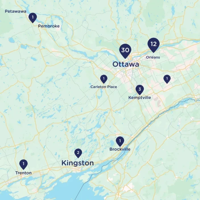Carte des écoles du CECCE selon les régions